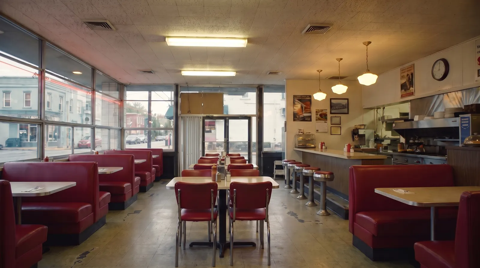 Intérieur de diner, référence de lieu Breaking Face.