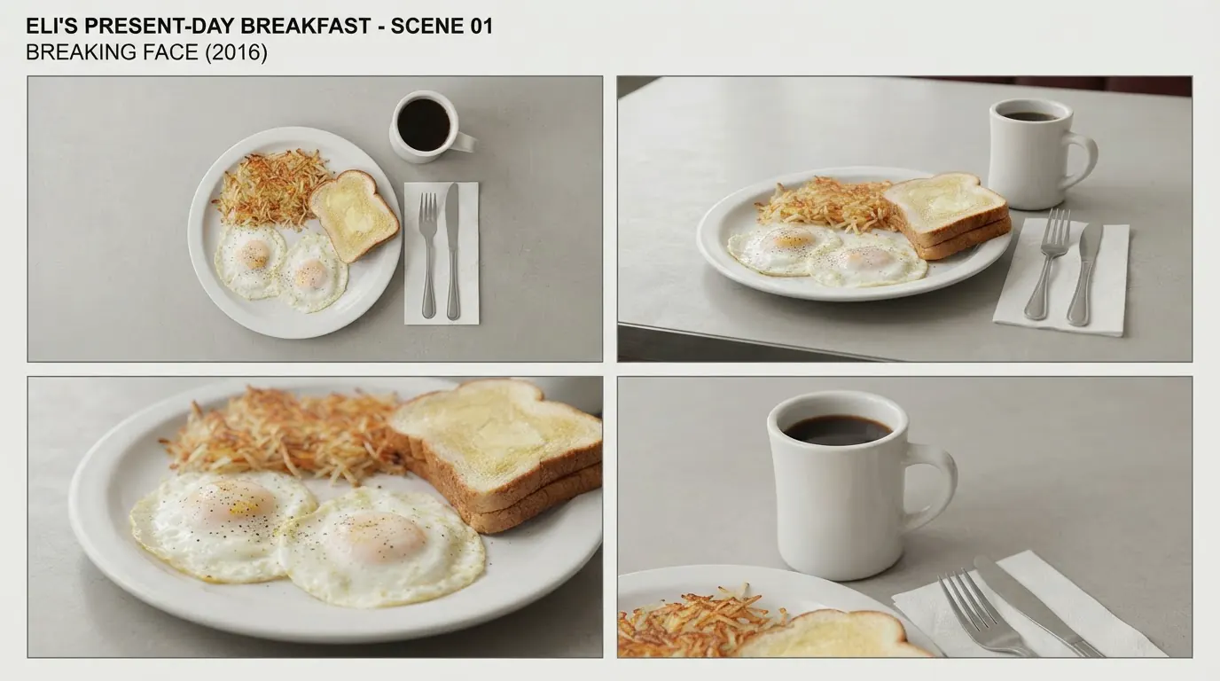 Petit-déjeuner d’Eli, référence d’accessoire Breaking Face.